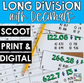 Preview of Long Division with Decimals | Division Game | 5th Grade Math Worksheets