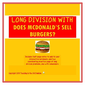 Preview of Long Division with Does McDonald's Sell Burgers?