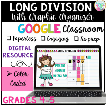 Preview of Long Division Practice -Steps with Grid Graphic Organizer Digital