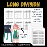Long Division with Grid Support- 2digit by 1 digit(with re