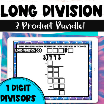 Preview of Long Division with One Digit Divisor Digital Task Cards Practice Activity Bundle
