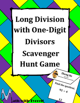 Preview of Long Division with One-Digit Divisors Scavenger Hunt Game