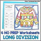 Long Division with Remainders Color by Number Winter Math 