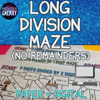 Preview of Long Division No Remainders Digital Activity (Maze)