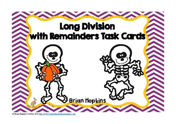 Preview of Long Division with Remainders Skeletons Task Cards
