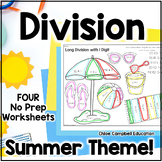 Long Division with Remainders Summer Math Color by Number 