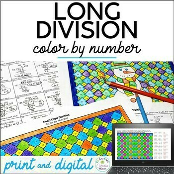 Preview of Long Division (with remainders) Color by Number