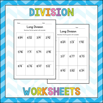 long division worksheets no remainders teaching resources tpt