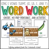 Long E Vowel Teams Word Work Activities Spelled ee, ea, e, and y