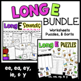 Long E  ee, ea, y, e - Puzzles, Worksheets, and Sorts