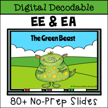 Preview of Long E Digital Decodable Story with EE and EA Vowel Team Words