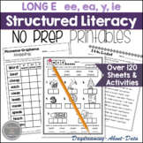 Long E | EE EA Y IE Worksheets | No Prep Phonics Activities