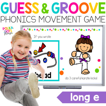 Preview of Long E Movement Game | Guess and Groove Phonics Activity and Worksheets