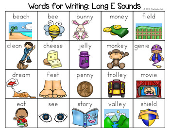 Long E Sounds Word List - Writing Center by The Kinder Kids | TpT