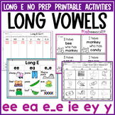 Long E Vowel Team Worksheets -Vowel Digraph ee ea ey y & C