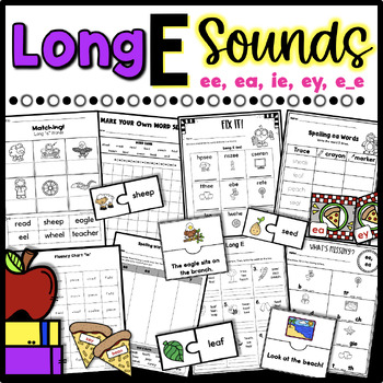 Preview of Long E Worksheets ee, ea, ey, ie