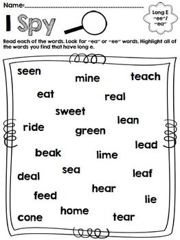 Long E (ee/ea) Word Work Activities by The Enriched Classroom | TpT