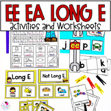 Long E - EE EA - Phonics Worksheets Centers - Vowel Teams
