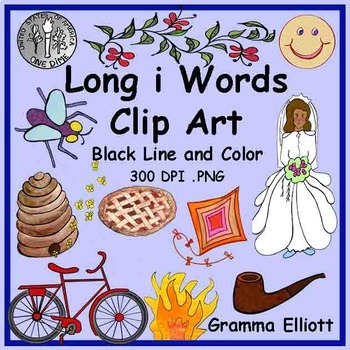 Preview of Long I Clip Art - Color and Black Line - 68 clips- 300 Dpi - PNG format