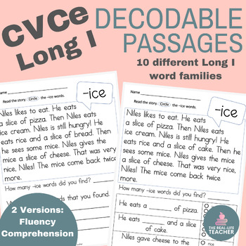 Preview of Long I Magic E Decodable Passages | Long I Silent E CVCe Fluency & Comprehension