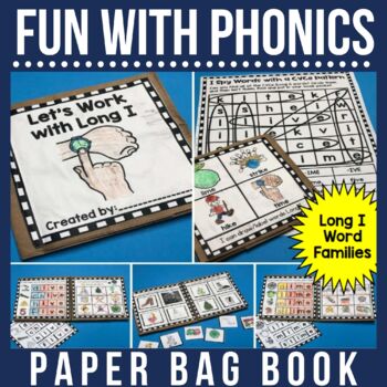 Preview of Long I Paper Bag Book | Rhyming | Spelling Activities