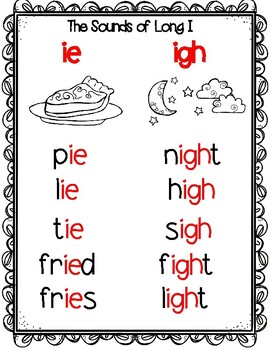 Long I Phonics Word Work - igh, ie, and y by Lauren's Lively Learners