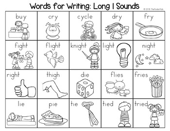 Long I Sounds Word List - Writing Center by The Kinder Kids | TpT
