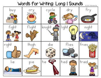 Preview of Long I Sounds Word List - Writing Center