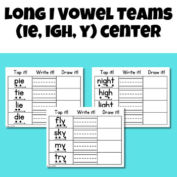 Preview of Long I Vowel Teams Phonics Center (Tap it, Write it, Draw it)