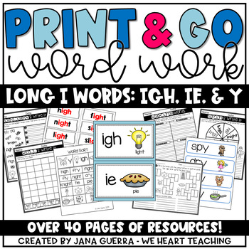 Preview of Long I Word Work | Phonics Spelling Worksheets | igh ie & vowel y
