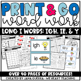 Long I Word Work | Phonics Spelling Worksheets | igh ie & vowel y