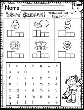 Long i Worksheets (silent e, igh, y) by First Tries and Sunny Skies
