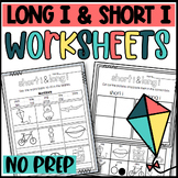 Long I and Short I Worksheets: Cut and Paste Sorts, Cloze,