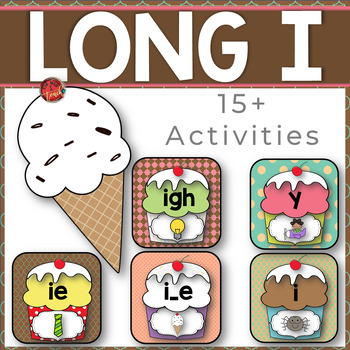 Preview of LONG i (igh, y, ie, i) Activities, Centers, Worksheets, and Ice Cream Craft