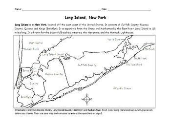 Printable Map Of Long Island Long Island   Printable Handout with Map by Interactive Printables