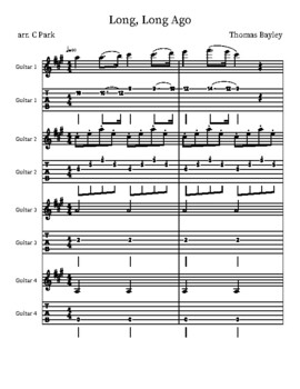 Preview of Long, Long Ago for Guitar Ensemble