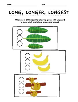 Long, Longer, Longest Length Comparison Math Worksheet by Jena Bridges