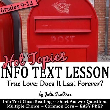 Preview of Valentine's Day Activities, Hot Topics Informational Text, Does True Love Last?