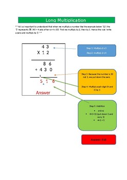 Preview of Long Multiplication- Guide for Parents