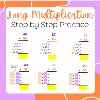 Preview of Long Multiplication Step by Step Worksheet