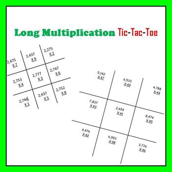 Preview of Long Multiplication Tic-Tac-Toe