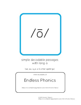 Preview of Long O - Decodable Passages - OA, OW, O_E, O - Linguistic Phonics (S2P)