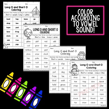 Long O & Short O Coloring! 4 pages by Ford and Firsties | TpT