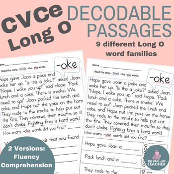 Preview of Long O Silent E Decodable Passages | Magic E Reading Fluency and Comprehension