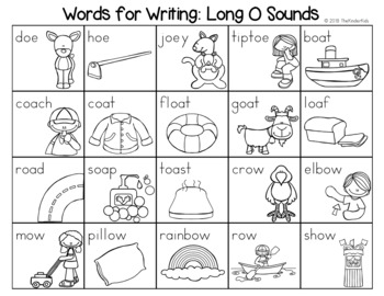 Long O Sounds Word List - Writing Center by The Kinder Kids | TpT