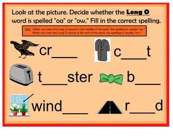 Preview of Long O Spelled oa & ow  Smartboard