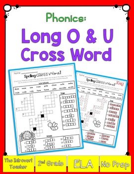 Long O U Crossword Puzzle by The Introvert Teacher TpT