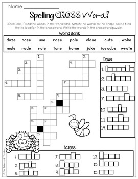 Long O U Crossword Puzzle by The Introvert Teacher TpT
