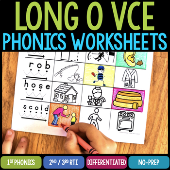 Preview of Long O VCE / CVCE Worksheets & Activities No-Prep Phonics Worksheets