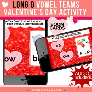 Preview of Long O Vowel Team Valentine's Day Activity (OA, OW, OE, OUGH)